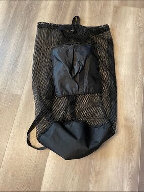 Black Mesh Gear Travel Laundry Bag with Carry Handle